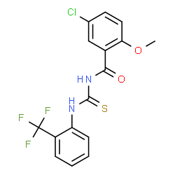 ChemSpider 2D Image | 5-Chloro-2-methoxy-N-{[2-(trifluoromethyl)phenyl]carbamothioyl}benzamide | C16H12ClF3N2O2S