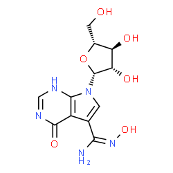 ChemSpider 2D Image | 7-(beta-D-Arabinofuranosyl)-N'-hydroxy-4-oxo-4,7-dihydro-1H-pyrrolo[2,3-d]pyrimidine-5-carboximidamide | C12H15N5O6