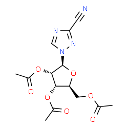 ChemSpider 2D Image | 1-(2,3,5-Tri-O-acetyl-beta-L-ribofuranosyl)-1H-1,2,4-triazole-3-carbonitrile | C14H16N4O7