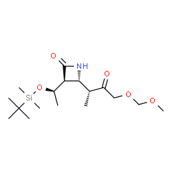 ChemSpider 2D Image | (3S,4R)-3-[(1R)-1-{[Dimethyl(2-methyl-2-propanyl)silyl]oxy}ethyl]-4-[(2R)-4-(methoxymethoxy)-3-oxo-2-butanyl]-2-azetidinone | C17H33NO5Si