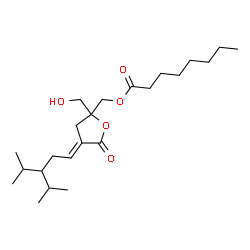ChemSpider 2D Image | [(4E)-2-(Hydroxymethyl)-4-(3-isopropyl-4-methylpentylidene)-5-oxotetrahydro-2-furanyl]methyl octanoate | C23H40O5