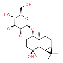 ChemSpider 2D Image | (1aR,3aS,4S,7S,7aS,7bR)-7-Hydroxy-1,1,3a,7-tetramethyldecahydro-1H-cyclopropa[a]naphthalen-4-yl beta-D-glucopyranoside | C21H36O7