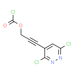 ChemSpider 2D Image | 3-(3,6-Dichloro-4-pyridazinyl)-2-propyn-1-yl carbonochloridate | C8H3Cl3N2O2