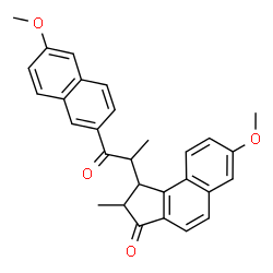 ChemSpider 2D Image | 7-Methoxy-1-[1-(6-methoxy-2-naphthyl)-1-oxo-2-propanyl]-2-methyl-1,2-dihydro-3H-cyclopenta[a]naphthalen-3-one | C29H26O4