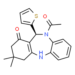 ChemSpider 2D Image | (11S)-10-Acetyl-3,3-dimethyl-11-(2-thienyl)-2,3,4,5,10,11-hexahydro-1H-dibenzo[b,e][1,4]diazepin-1-one | C21H22N2O2S