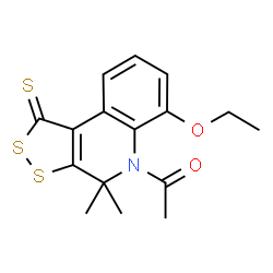 ChemSpider 2D Image | 1-(6-Ethoxy-4,4-dimethyl-1-thioxo-1,4-dihydro-5H-[1,2]dithiolo[3,4-c]quinolin-5-yl)ethanone | C16H17NO2S3