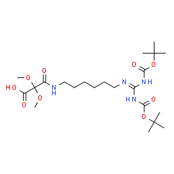 ChemSpider 2D Image | 16,16-Dimethoxy-2,2-dimethyl-6-({[(2-methyl-2-propanyl)oxy]carbonyl}amino)-4,15-dioxo-3-oxa-5,7,14-triazaheptadec-6-en-17-oic acid | C22H40N4O9
