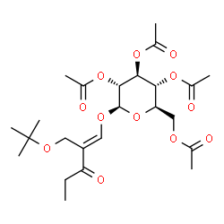 ChemSpider 2D Image | (1E)-2-{[(2-Methyl-2-propanyl)oxy]methyl}-3-oxo-1-penten-1-yl 2,3,4,6-tetra-O-acetyl-beta-D-glucopyranoside | C24H36O12