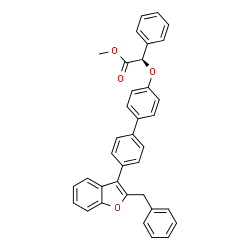 ChemSpider 2D Image | Methyl (2R)-{[4'-(2-benzyl-1-benzofuran-3-yl)-4-biphenylyl]oxy}(phenyl)acetate | C36H28O4