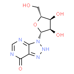 ChemSpider 2D Image | 3-(beta-D-Ribofuranosyl)-2,3-dihydro-7H-[1,2,3]triazolo[4,5-d]pyrimidin-7-one | C9H11N5O5