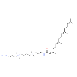 ChemSpider 2D Image | N-(3-Aminopropyl)-N,N,N',N'-tetramethyl-N'-(3-{[(2Z,6E,10E)-3,7,11,15-tetramethyl-2,6,10,14-hexadecatetraenoyl]amino}propyl)-1,4-butanediaminium | C34H66N4O