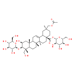 ChemSpider 2D Image | 1-O-[(2beta,3beta,5xi,9xi,18xi)-30-Acetoxy-3-(beta-D-glucopyranosyloxy)-2,23-dihydroxy-28-oxoolean-12-en-28-yl]-beta-D-glucopyranose | C44H70O17