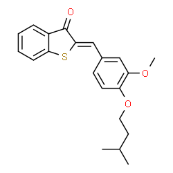ChemSpider 2D Image | (2Z)-2-[3-Methoxy-4-(3-methylbutoxy)benzylidene]-1-benzothiophen-3(2H)-one | C21H22O3S
