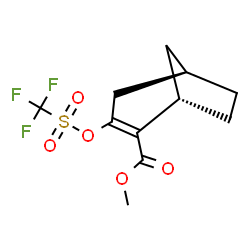 ChemSpider 2D Image | Methyl (1S,5R)-3-{[(trifluoromethyl)sulfonyl]oxy}bicyclo[3.2.1]oct-2-ene-2-carboxylate | C11H13F3O5S