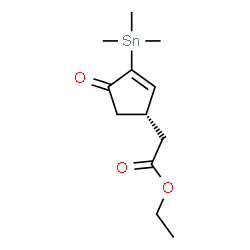 ChemSpider 2D Image | Ethyl [(1S)-4-oxo-3-(trimethylstannyl)-2-cyclopenten-1-yl]acetate | C12H20O3Sn