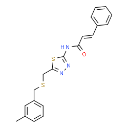 ChemSpider 2D Image | (2E)-N-(5-{[(3-Methylbenzyl)sulfanyl]methyl}-1,3,4-thiadiazol-2-yl)-3-phenylacrylamide | C20H19N3OS2