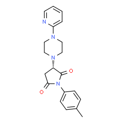 ChemSpider 2D Image | (3S)-1-(4-Methylphenyl)-3-[4-(2-pyridinyl)-1-piperazinyl]-2,5-pyrrolidinedione | C20H22N4O2
