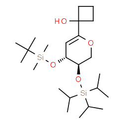 ChemSpider 2D Image | 1,5-Anhydro-2-deoxy-3-O-[dimethyl(2-methyl-2-propanyl)silyl]-1-(1-hydroxycyclobutyl)-4-O-(triisopropylsilyl)-D-threo-pent-1-enitol | C24H48O4Si2