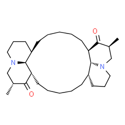 ChemSpider 2D Image | (2R,7aR,12aR,14S,19aS,19bR,24aS,24bS)-2,14-Dimethyltetracosahydro-1H,5H,8H,13H-quinolizino[1',9':9,10,11]cyclohexadeca[1,2,3-ij]quinolizine-1,13-dione | C30H50N2O2