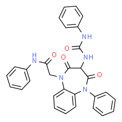 ChemSpider 2D Image | 2-{2,4-Dioxo-5-phenyl-3-[(phenylcarbamoyl)amino]-2,3,4,5-tetrahydro-1H-1,5-benzodiazepin-1-yl}-N-phenylacetamide | C30H25N5O4
