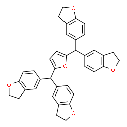 ChemSpider 2D Image | 5,5',5'',5'''-(2,5-Furandiyldimethanetriyl)tetrakis(2,3-dihydro-1-benzofuran) | C38H32O5
