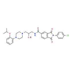 ChemSpider 2D Image | 2-(4-Chlorophenyl)-N-{2-hydroxy-3-[4-(2-isopropoxyphenyl)-1-piperazinyl]propyl}-1,3-dioxo-5-isoindolinecarboxamide | C31H33ClN4O5