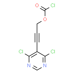 ChemSpider 2D Image | 3-(4,6-Dichloro-5-pyrimidinyl)-2-propyn-1-yl carbonochloridate | C8H3Cl3N2O2