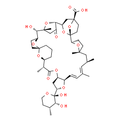 ChemSpider 2D Image | 1-C-[(1S,2R,5R,7R,8E,10E,12R,14S,16R,19R,20S,24S,27S,28S,29R,32R,33R,35S)-35-Carboxy-28-hydroxy-5,7,9,19,29-pentamethyl-18,31-dioxo-13,17,38,39,40,41,42,43-octaoxaoctacyclo[31.4.1.1~1,35~.1~2,5~.1~20,
24~.1~24,27~.1~29,32~.0~12,16~]tritetraconta-8,10-dien-14-yl]-3,4-dideoxy-3-methyl-beta-D-erythro-pentopyranose | C47H68O16