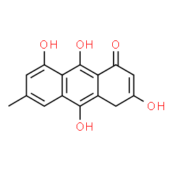 ChemSpider 2D Image | 3,8,9,10-Tetrahydroxy-6-methyl-1(4H)-anthracenone | C15H12O5