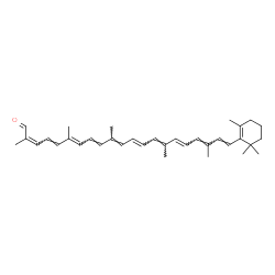 ChemSpider 2D Image | (2Z,4E,6E,8E,10E,12E,14E,16E,18E,20E)-2,6,10,15,19-Pentamethyl-21-(2,6,6-trimethyl-1-cyclohexen-1-yl)-2,4,6,8,10,12,14,16,18,20-henicosadecaenal | C35H46O
