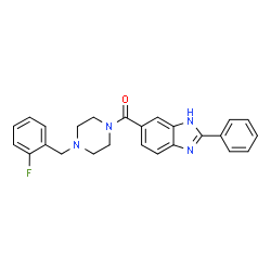 ChemSpider 2D Image | [4-(2-Fluorobenzyl)-1-piperazinyl](2-phenyl-1H-benzimidazol-6-yl)methanone | C25H23FN4O