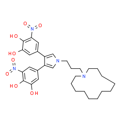 ChemSpider 2D Image | 4,4'-{1-[3-(Azacyclotridecan-1-yl)propyl]-1H-pyrrole-3,4-diyl}bis(6-nitro-1,2-benzenediol) | C31H40N4O8