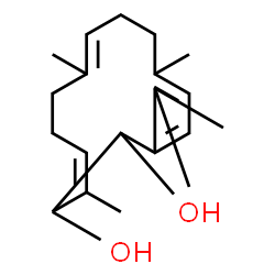 ChemSpider 2D Image | 3-Isopropyl-6,10,14-trimethyl-3,5,9,13-cyclotetradecatetraene-1,2-diol | C20H32O2