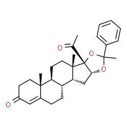 ChemSpider 2D Image | (4aR,4bS,6aS,6bS,9aR,10aR,10bR)-6b-Acetyl-4a,6a,8-trimethyl-8-phenyl-3,4,4a,4b,5,6,6a,6b,9a,10,10a,10b,11,12-tetradecahydro-2H-naphtho[2',1':4,5]indeno[1,2-d][1,3]dioxol-2-one | C29H36O4