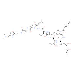 ChemSpider 2D Image | (2S,4S)-N-{(4S,17S,20S,26S,29S,31S,33S)-33-Hydroxy-26-[(1R)-1-hydroxy-2-methylpropyl]-17,20-diisobutyl-2,4,11,11,14,14,23,23,31-nonamethyl-6,10,13,16,19,22,25,28,35-nonaoxo-2,5,9,12,15,18,21,24,27-non
aazaheptatriacontan-29-yl}-4-methyl-1-[(2E,4R)-4-methyl-2-hexenoyl]-2-pyrrolidinecarboxamide (non-preferred name) | C62H111N11O13