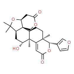 ChemSpider 2D Image | (1R,4bS,5R,6aR,8aS,12aR,12bS,14aR)-1-(3-Furyl)-5-hydroxy-4b,7,7,14a-tetramethyl-1,4b,5,6,6a,7,8a,9,12b,13,14,14a-dodecahydro-3H,10H-pyrano[4',3':3,3a][2]benzofuro[5,4-f]isochromene-3,10-dione | C26H32O7
