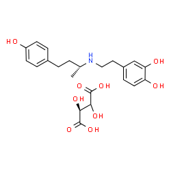 ChemSpider 2D Image | (2S)-2,3-Dihydroxysuccinic acid - 4-(2-{[(2R)-4-(4-hydroxyphenyl)-2-butanyl]amino}ethyl)-1,2-benzenediol (1:1) | C22H29NO9