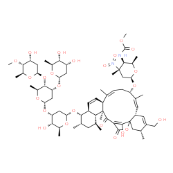 ChemSpider 2D Image | (3R,6S,7E,9S,11Z,13S,16S,17S,18S,20S,21R,22S)-27-Hydroxy-4-(hydroxymethyl)-3,8,12,18,20,22-hexamethyl-23,25-dioxo-9-({2,3,4,6-tetradeoxy-4-[(methoxycarbonyl)amino]-3-methyl-3-nitro-beta-D-xylo-hexopyr
anosyl}oxy)-26-oxapentacyclo[22.2.1.0~1,6~.0~13,22~.0~16,21~]heptacosa-4,7,11,14,24(27)-pentaen-17-yl 2,6-dideoxy-alpha-L-ribo-hexopyranosyl-(1->3)-[2,6-dideoxy-4-O-methyl-beta-L-ribo-hexopyranosyl-(1
->4)]-2,6-dideoxy-alpha-L-ribo-hexopyranosyl-(1->3)-2,6-dideoxy-alpha-L-ribo-hexopyranoside | C67H100N2O24
