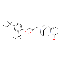 ChemSpider 2D Image | (1R,9S)-11-{3-[2,4-Bis(2-methyl-2-butanyl)phenoxy]-2-hydroxypropyl}-7,11-diazatricyclo[7.3.1.0~2,7~]trideca-2,4-dien-6-one | C30H44N2O3