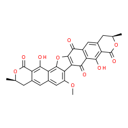 ChemSpider 2D Image | (3R,12R)-9,17-Dihydroxy-7-methoxy-3,12-dimethyl-3,4,12,13-tetrahydro-1H,8H-pyrano[3'',4'':6',7']naphtho[2',3':2,3][1]benzofuro[6,7-g]isochromene-1,8,10,15-tetrone | C29H20O10