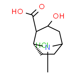 ChemSpider 2D Image | (1R)-3-Hydroxy-8-methyl-8-azabicyclo[3.2.1]octane-2-carboxylic acid hydrochloride (1:1) | C9H16ClNO3