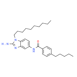 ChemSpider 2D Image | N-(2-Amino-1-decyl-1H-benzimidazol-5-yl)-4-pentylbenzamide | C29H42N4O