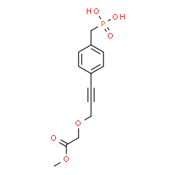 ChemSpider 2D Image | {4-[3-(2-Methoxy-2-oxoethoxy)-1-propyn-1-yl]benzyl}phosphonic acid | C13H15O6P