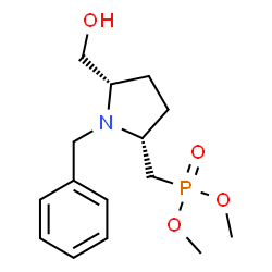 ChemSpider 2D Image | Dimethyl {[(2R,5S)-1-benzyl-5-(hydroxymethyl)-2-pyrrolidinyl]methyl}phosphonate | C15H24NO4P