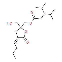 ChemSpider 2D Image | [(4Z)-4-Butylidene-2-(hydroxymethyl)-5-oxotetrahydro-2-furanyl]methyl 3-isopropyl-4-methylpentanoate | C19H32O5