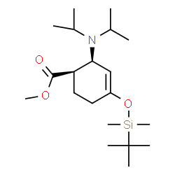 ChemSpider 2D Image | Methyl (1R,2S)-2-(diisopropylamino)-4-{[dimethyl(2-methyl-2-propanyl)silyl]oxy}-3-cyclohexene-1-carboxylate | C20H39NO3Si