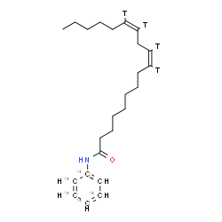 ChemSpider 2D Image | (9Z,12Z)-N-(~14~C_6_)Phenyl(9,10,12,13-~3~H_4_)-9,12-octadecadienamide | C1814C6H33T4NO