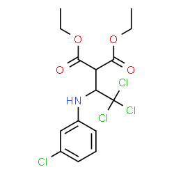 ChemSpider 2D Image | Diethyl {2,2,2-trichloro-1-[(3-chlorophenyl)amino]ethyl}malonate | C15H17Cl4NO4
