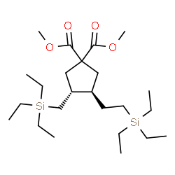 ChemSpider 2D Image | Dimethyl (3S,4R)-3-[2-(triethylsilyl)ethyl]-4-[(triethylsilyl)methyl]-1,1-cyclopentanedicarboxylate | C24H48O4Si2