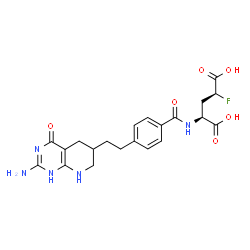 ChemSpider 2D Image | (4R)-N-{4-[2-(2-Amino-4-oxo-1,4,5,6,7,8-hexahydropyrido[2,3-d]pyrimidin-6-yl)ethyl]benzoyl}-4-fluoro-L-glutamic acid | C21H24FN5O6
